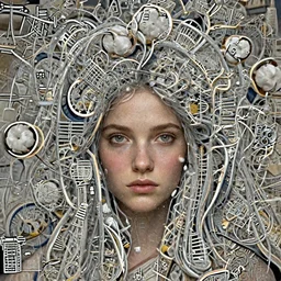 close-up portrait of the perfect and symmetrical face of a beautiful Cotton Mill Girl, highly detailed epic cinematic concept art CG render made in Maya, Blender and Photoshop, octane render, excellent composition, dynamic dramatic cinematic lighting, aesthetic, very inspirational, arthouse by Henri Cartier Bresson