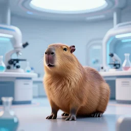 Futuristic Science Laboratory with a Capybara