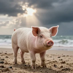pig on a beach