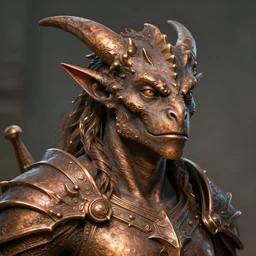 bronze dnd dragonborn, no armor or clothing, fantasy art, portrait, headshot