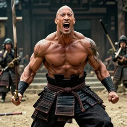 dwayne johnson screaming as samurai in last samurai movie