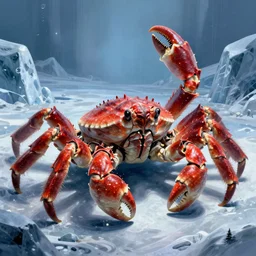 “a giant yeti crab in the arctic, D&D, fantasy, intricate, cinematic lighting, highly detailed, digital painting, artstation, concept art, smooth, sharp focus, illustration, art by Artgerm and Greg Rutkowski and Alphonse Mucha”
