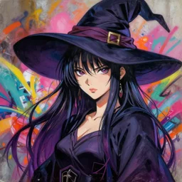 beautiful anime painting of asian witch, by gaston bussiere, j. c. leyendecker, craig mullins. trending on artstation, 8 k, masterpiece, graffiti paint, fine detail, full of color, intricate detail, golden ratio illustration, face enhance