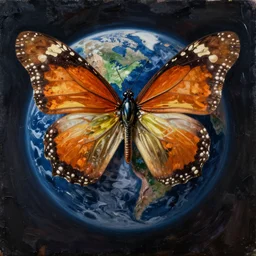 planet earth butterfly machine, gerardo dotto, oil painting, intricate