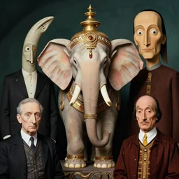 slavic pagan elephant god by combined styles of rene magritte and salvadore dali