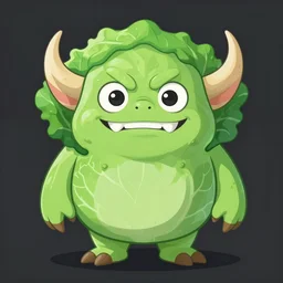 a goblin cabbage monster, symmetrical, digital art, sharp focus, trending on art station, anime