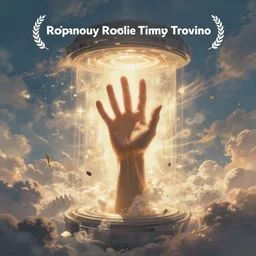 a hand emerging from a portal in the sky, digital illustration by robbie trovino, detailed, gorgeous lighting, wide angle action dynamic portrait