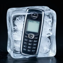 nokia phone in ice cube