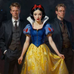 snow white, cyberpunk, oil painting, darkness, paint texture, digital painting, highly detailed, artstation, sharp focus, illustration, concept art, ruan jia, charlie bowater, tom bagshaw, norman rockwell