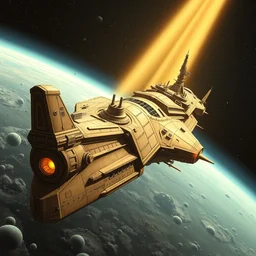 a _ massive _ egyptian _ battle _ ship _ evolved _ to _ become _ a _ futuristic _ dieselpunk _ spaceship _ traveling _ through _ space _ by _ john _ - w _ 1 0 8 8 _ - n 9