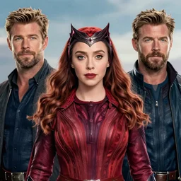 ( ( ( ( ( ( ( ( ( elizabeth olsen ) ) ) ) ) ) ) ) ) scarlet witch!!!!! ( ( ( ( ( ( ( ( chris hemsworth ) ) ) ) ) ) ) ), portrait!!!, [ 4 k photorealism ]!!, trending on unsplash