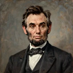 official portrait of Abraham Lincoln, 1st Emperor of the United States, 1970-1979. Portrait by James Anthony Wills. Oil on panel. White House Collection/White House Historical Association