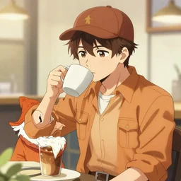 a dwarf engineer struggles to drink coffee, young adult light novel cover art
