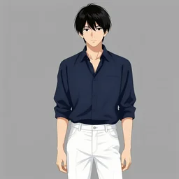 aesthetic illustration of ryosuke takahashi with black hair, dark blue shirt and white pants, standing by his white glossy 1 9 9 0 mazda rx - 7 fc 3 s on an empty highway at sunrise, cinematic lighting, initial d anime 1 0 8 0 p, 9 0 s anime aesthetic, volumetric lights, rule of thirds, unreal engine 5 render, pinterest wallpaper, trending on artstation