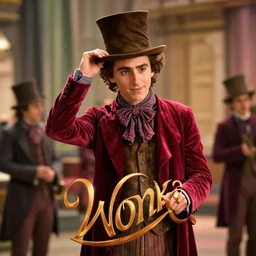 film still of Timothée Chalamet as Willy Wonka in new Willy Wonka movie, 4k