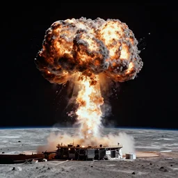 a nuclear explosion on the moon as seen from orbit, nasa photography, 4 k