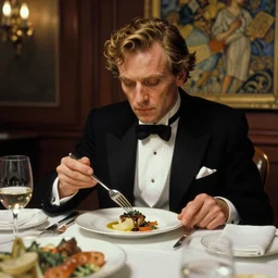andy warhol eating dinner, character sheet, character design, contrast, deep focus, turnaround, highly detailed, dramatic lighting, digital painting, artstation, concept art, matte, sharp focus, illustration, elegant, art by artgerm and greg f and alphonse mucha.