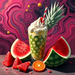 watermelon pineapple icecream juice by _ beeple, artgerm, _ aaron _ horkey _ amanda _ sage _ bauhaus, salvador dali, _ bernie _ wrightson _ bruce pennington _ frank _ stella _ anne _ stokes _ alena _ aenami _ angus _ mckie, alex grey, akira toriyama, arthur adams, hp lovecraft, andre masson, brian despain. abstract, artstation, design 4 k, native, hd,