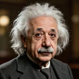 A hyper-realistic photo of Albert Einstein, highly detailed, trending on artstation, bokeh, 90mm, f/1.4
