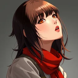 anime girl with red - black hair in the soviet pioneer form, manga, katsura masakazu, intricate, detailed, studio lighting, ilya kuvshinov, concept art, digital
