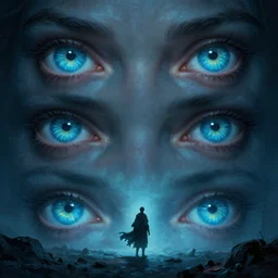 epic professional digital art hungry eyes, azure ambient light, painted, mysterious, closeup cinematic tundra scene, eerie, mythic, detailed, intricate, grand, leesha hannigan, wayne haag, reyna rochin, ignacio fernandez rios, mark ryden, van herpen, artstation, cgsociety, epic, stunning, gorgeous, much wow