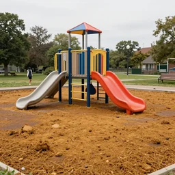 a playground covered in a thin veneer of feces by gerardo dottori and simon stalenhag, trending on art station, masterpiece