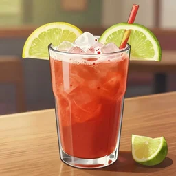 the illustration of a delicious michelada in anime style