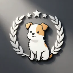 small cartoon dog sitting, logo
