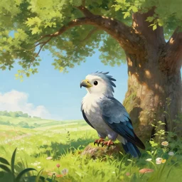A cute harpy is enjoying the sweet summer air under the shade of a great oak tree in summer. trending on Pixiv. trending on ArtStation. A vibrant digital oil painting. A highly detailed fantasy character illustration by Wayne Reynolds and Charles Monet and Gustave Dore and Carl Critchlow and Bram Sels