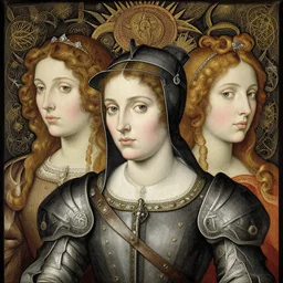 jeanne d'arc in the style of william blake, terese nielsen, detailed, intricate, beautiful faces, steve argyle
