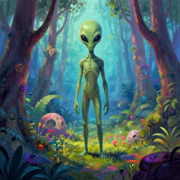 alien forest, award winning sci - fi concept art, colorful, vibrant, surreal