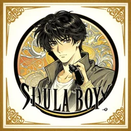 soulja boy as a final fantasy logo. drawn by yoshitaka amano. art nouveau, ukiyo - e.