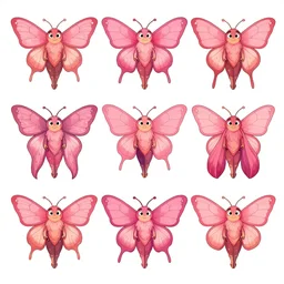 character design sheets of a cartoon rosy maple moth person in the calarts art style, art by tim burton, art by vivienne medrano, 2 d, colored pencils, drawing sketches, creative, unique, high quality, real life, cinematic shot