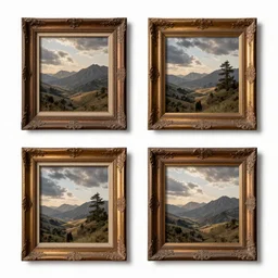 antique gallery wall frame set, commercial catalog photo, isolated on a pure white background, centered, entire object in frame, sharp focus, soft studio lighting
