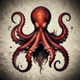 a tattoo illustration of an evil octopus, cinematic, symmetric, digital art