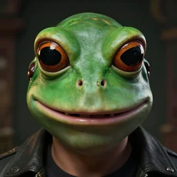 hyperrealistic mixed media image of info wars alex jones ( ( frog face mask ) ), stunning 3 d render inspired art by xiang duan and thomas eakes and greg rutkowski, perfect facial symmetry, hyper realistic texture, realistic, highly detailed attributes and atmosphere, dim volumetric cinematic lighting, 8 k octane detailed render, post - processing, masterpiece,