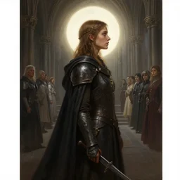 ( side profile ) concept art by thomas blackshear, imogen poots as neo - gothic holy space empire templar, light halo, matte painting, extremely emotional, realistic shaded lighting poster by hsiao ron chen, artgerm, lawren harris, eve ventrue, magali villeneuve, jeremy lipkin, rob rey, christophe vacher