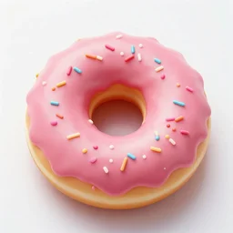 A cute pink donut with sprinkles