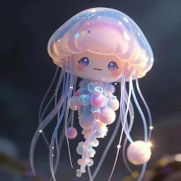 very cute fumo plush of a jellyfish girl, anime girl