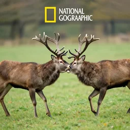 two magnificent stags are fighting, national geographic, award - winning photograph