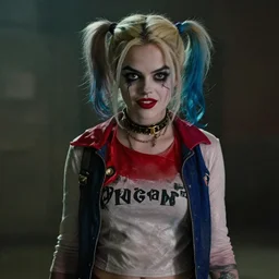selena gomez as harley quinn, movie still frame, hd, remastered, film grain, cinematic lighting
