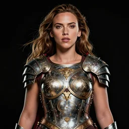 scarlett johannson as an amazon warrior, a tall beautiful woman with brown skin and long hair, dressed in hellenistic body armour, intricate, elegant, highly detailed, smooth, sharp focus, detailed face, high contrast, graphic novel, art by laurie greasley