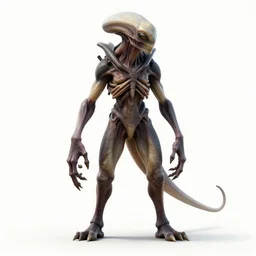 full body of art alien fauna, realistic tic concept art on white background, high details, 4 k