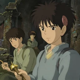 portrait of archaeologists finding the secret of magic in the ruins of takkan, studio lighting delicate features finely detailed perfect face directed gaze, gapmoe yandere grimdark, trending on pixiv fanbox, painted by greg rutkowski makoto shinkai takashi takeuchi studio ghibli