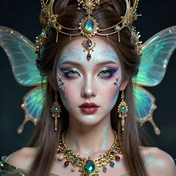 portrait of a fairy, symmetric, facepaint, intricate jewelry, trending on artstation 4 k, in the style of karol bak
