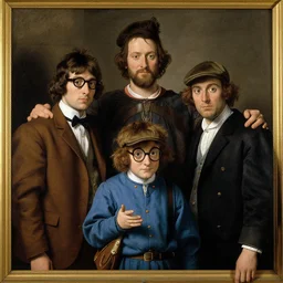 matt stone and trey parker as the three stooges in a caravaggio painting