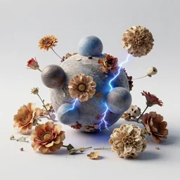a render of dead flowers around platonic solids, c 4 d, 3 d, by zhelong xu and ernst haeckel, hyper realistic, plain background, 8 k, volumetric lightning, trending on artstation
