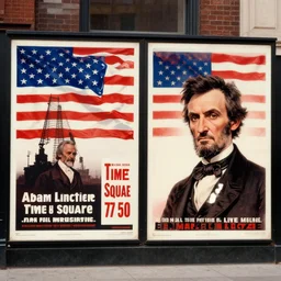 the assassination of abraham lincoln in time square in 1 7 5 0 propaganda billboards american flags by emanuel luetze