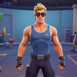 a body builder wearing glasses in fortnite