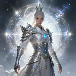 fantasy portrait of a warrior by greg rutkowski and huifeng huang, astral, cosmic, high key lighting, volumetric light, digital art, detailed, intricate